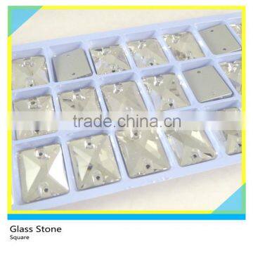 Glass Rhinestone Rectangle Sew on 10x14mm/13x18mm 2 Holes Glass Stone