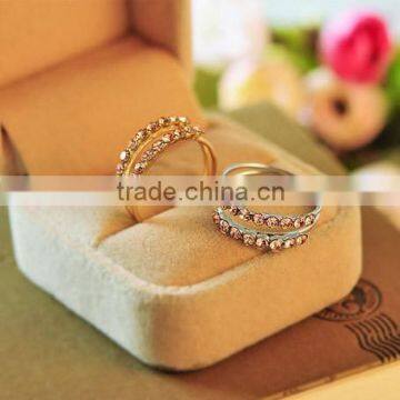 Top Selling Rhinestone Double Band Wedding finger Ring