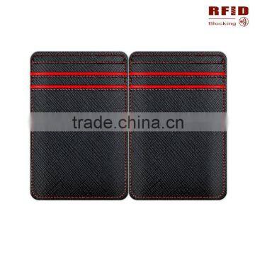 Genuine leather RFID blocking magic wallet