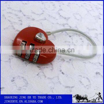 Small 3 Dials Heart Shape Cable Combination Luggage Lock