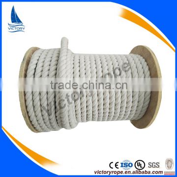 natural white cotton rope 3 strand twisted cotton cord line for ship