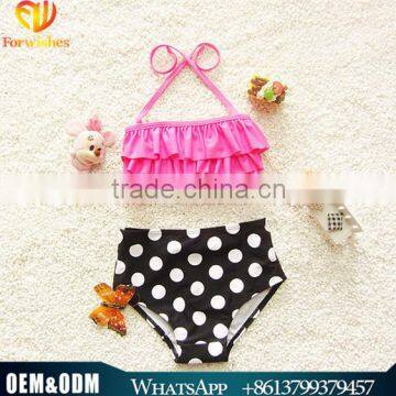 2016 Cute Kids Clothes Costumes Dance Clothes Love Girl Dot Split Swimming Suit Baby Bikini