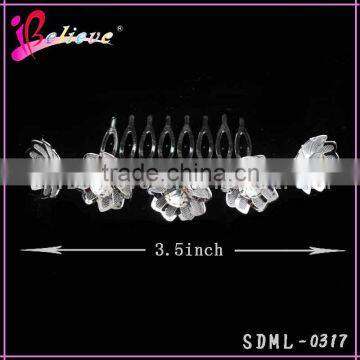 Diamond Flower Silver Metal Hair Comb Wedding Hair Jewelry Magic Hair Comb photo-3