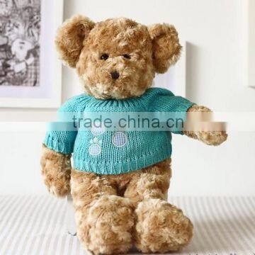 Wholesale Sitting High 27cm Teddy Bear/Plush Brown Teddy Bear Wearing Blue Sweater /Stuffed Toy Teddy Bear