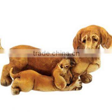 Top Collection Enchanted Story Fairy Garden Dachshund and Puppy Outdoor Statue