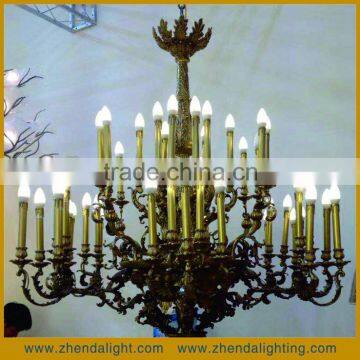 UL pendant light bronze candle chandelier with relief on lamp body