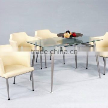 White Glass dining set, dining table and chairs