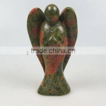 Crafts Unakite Angel Carving Semi-Precious Gemstone