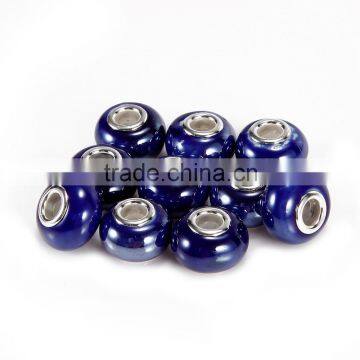 Hot Selling Porcelain 10 pcs Sapphire Color Glass Beads Loose Beads