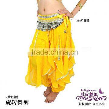 yellow belly dance harem pants,chiffon costume for belly dancing,belly dance wear,belly dance clothes