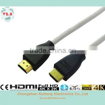 Single color moulded HDMI Cable with Ethernet and gold connector support 3D and 4K from 0.5-100m