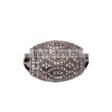 92.5 Sterling Silver Natural Diamond Pave Setting Drum Bead Spacer Finding Handmade Jewelry View Diamond Spacer Bead Finding