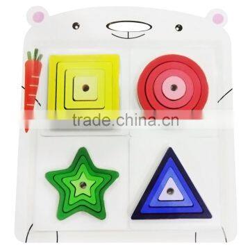 Gradient Assembly Game Set Jigsaw Green Wood Children Preshchool Educational Shape Size Color photo-3