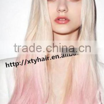 fashion women 100% brazilian remy human hair very long hair wig body wave virgin hair ombre color party cosplay wig