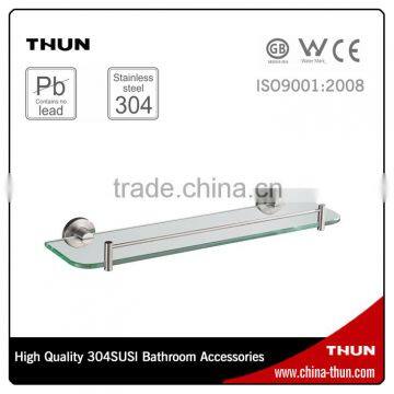 2015 New Designed Bathroom Accessories Wall-mounted Steel Brushed Single Tier Glass Shelf
