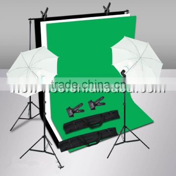 Photo Studio Lighting Kit Black White Green Backdrop Background Stand Set