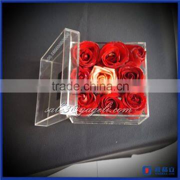 Wholesale Delivery clear acrylic 9pcs rose box /Flower Packaging Box