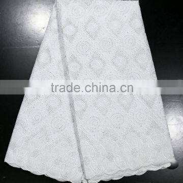 White Bridal Embroidered Tulle Lace Fabric/big Lace Fabric With Rhinestones for Wedding Party