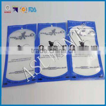 custom printing bule fish hook packaging clear plastic with hole