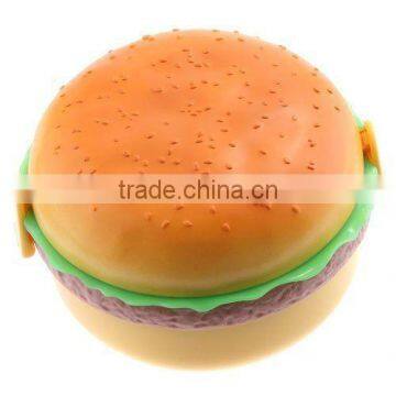 Hamburger Shape Plastic Bento Lunch Box with Mini Fork Spoon Set