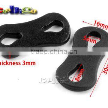 1/4"(5mm) 2 Holes Plastic Black Flat Soft Sliding Cord Lock Stopper For DIY Shoelace Paracord Accessories #FLS096