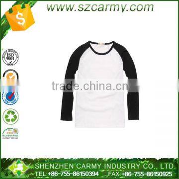 OEM custom cotton reglan plain blank long sleeve baseball t shirts with popular multi colour deisgn low moq 2015