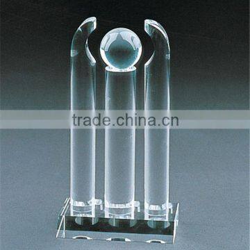 high quality crystal glass plaque/block, clear blank crystal blocks/cubes with ball on top for trophy