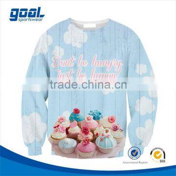 Wholesale dri fit fashion ice cream printing custom sublimation kids crewneck sweatshirts