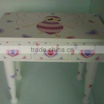 wooden white bee table