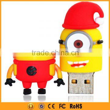 Best Christmas Gift Plastic Cartoon Cute USB Minion 16GB 64GB