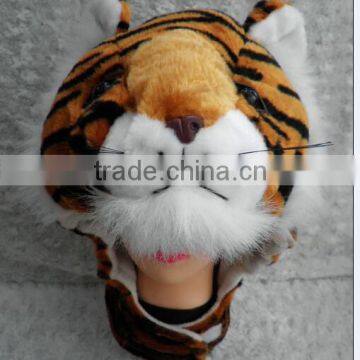 Plush tiger hats with hook and loop