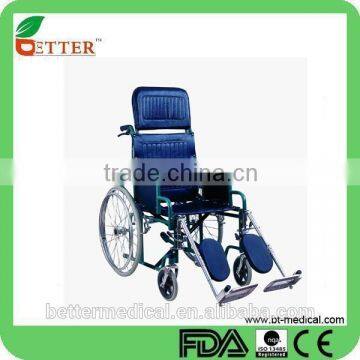 steel high backrest reclining elevating wheelchair