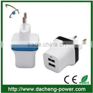 Perfect design dual usb travel charger 5V 2.1A universal travel charger with EU US UK plug                        
                                                Quality Choice