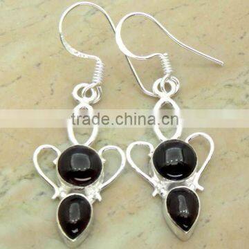 GENUINE GARNET AND .925 STERLING SILVER EARRINGS