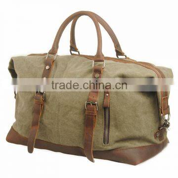 European style large capacity tote travel bag,16 OZ canvas foldable duffel bag,lightweight portable messenger bag