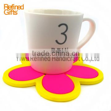 Soft Pvc Bespoke Heart Flower Coasters High Quality Water Cup Pads Promotional gifts