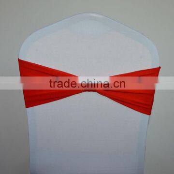 Cheap wedding spandex chair sash/ band with fabric bow for sales