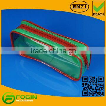 green pvc zipper beauty case bag