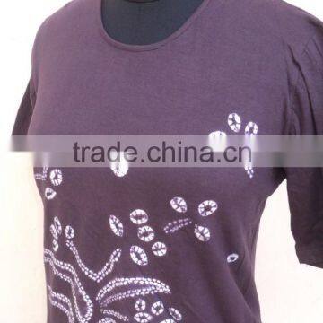 Round Neck Purple Color Screen Printed Beautiful T-shirts & Shirts / 100% Hojari Fabric T-shirts