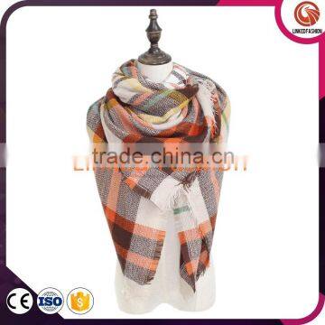 Winter Fashion Women Plaid Scarf Tassel Scarf