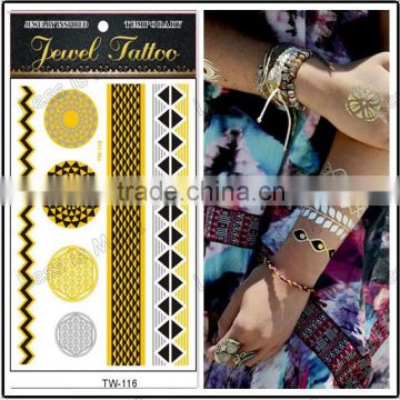 popular sale fashionable gold tattoo glitter metallic temporary tattoo