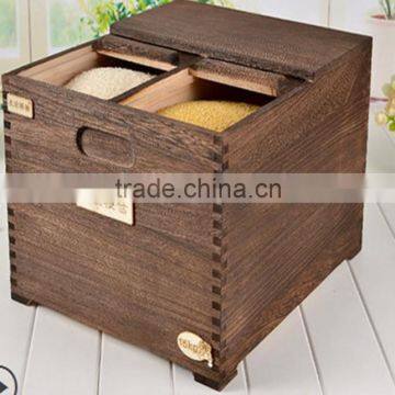 Wholesale quality wooden storage square rice box