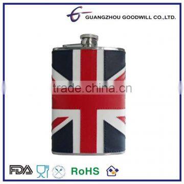 4OZ stainless steel hip flask with PU wrap