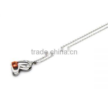 Beautiful cheap price alibaba hot selling stainless steel red zircon butterfly charm necklace with extension chain LN3260