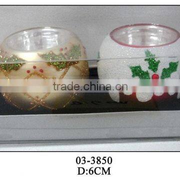 (03-3850)golden and white glass round tealight holders