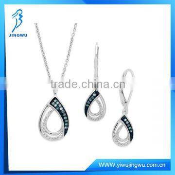 Silver Jewelry Set Blue and White Diamond Earrings And Necklaces