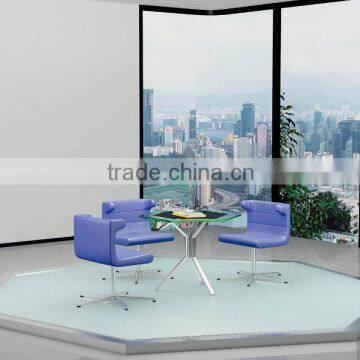 glass Small Round Office Meeting Table with Metal Legs in Office Furniture Simple Combination glass Meeting Table PT-M0501(2)