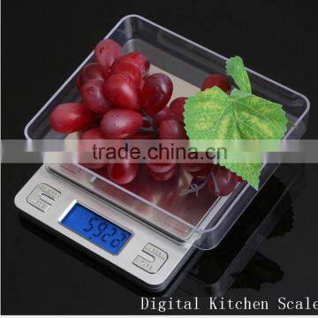 0.1g 2000g Stainless Steel Digital Diet Kitchen Scale Jewelry Scales