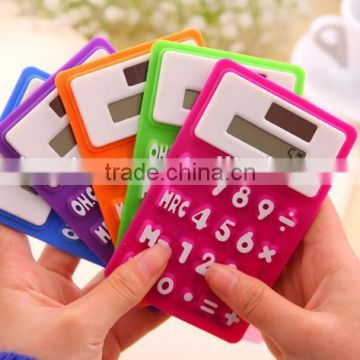 OEM Factory Solar Colorful Transparent Calculator/Solar silicone Calculator