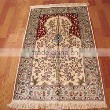 life tree design iranian muslim prayer rug handmade silk tapestry